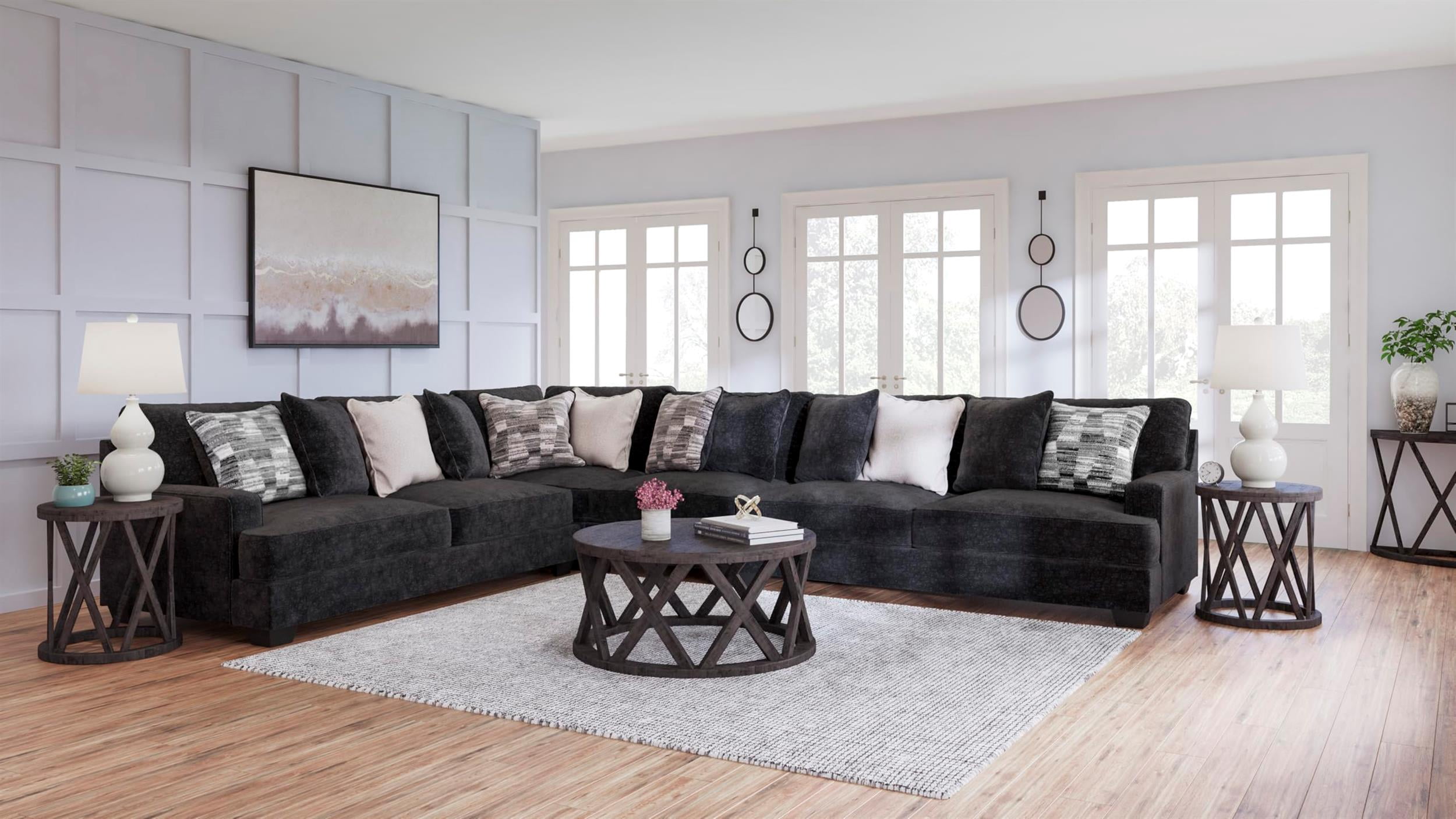 Signature Design by Ashley Lavernett Oversized Fabric Accent Ottoman in Charcoal