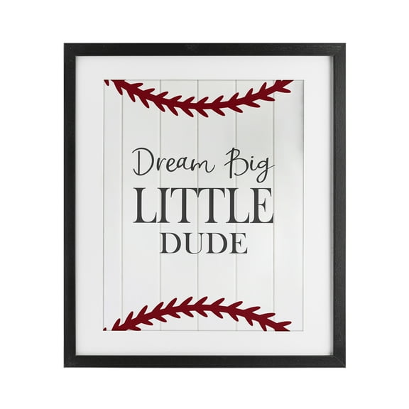 Stupell Industries Dream Big Baseball Motivation Black Framed Print Under Glass, design by Christine Simpson Art