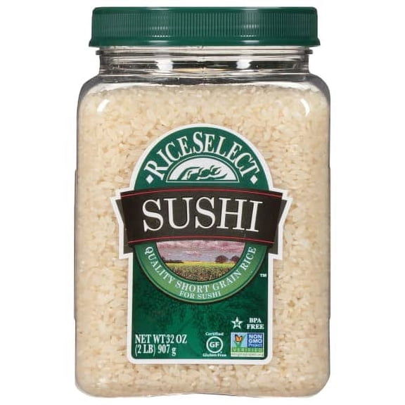 RiceSelect Sushi Rice for Sushi and Japanese Food, Premium Gluten-Free Short-Grain Rice, Non-GMO, 32-Ounce Jar