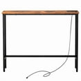 thumbnail image 2 of 39.4" Narrow Console Sofa Table - Oak Wood & Black Metal, Adjustable Feet, Stable Metal Frame for Living Room, Behind Sofa, Apartments, Dorms, 2 of 13