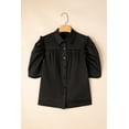 thumbnail image 5 of Women's Black Frilly Puff Sleeve Collared Shirt - Trendy and Elegant | [ZhiHiMeRi] | (US 12-14)L, 5 of 11