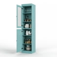 thumbnail image 2 of 100% Solid Wood 16.5" Pantry Cabinet with Frosted Glass & Solid Wood Door, Adjustable Shelves, Aqua Blue, 2 of 3