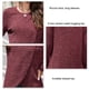 thumbnail image 5 of Blusa de punto de manga larga con rayas rojas, cuello redondo, dobladillo asimétrico y corte holgado informal, 5 of 6