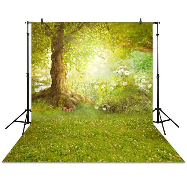 GreenDecor Polyster 5x7ft photography backdrop spring tree grass flower ...