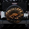 thumbnail image 2 of 3D Gold Abstract Flower Pattern Polyester Universal Spare Wheel Tire Cover Wheel Covers for Trailer RV SUV Truck Camper, 2 of 5