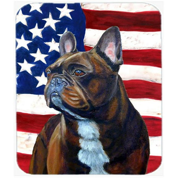 9.5 x 8 in. USA American Flag with French Bulldog Mouse Pad, Hot Pad or Trivet