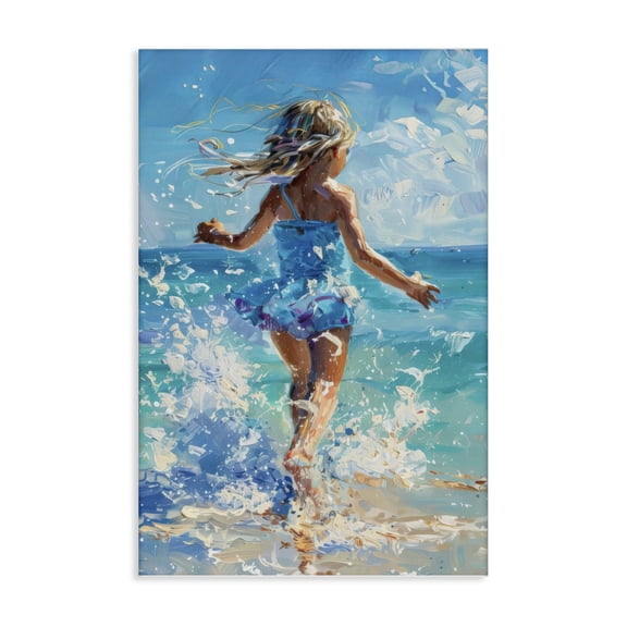 Stupell Industries Tropical Girl Splashing on Shore Canvas Art, 16 x 24, by LSR Design Studio