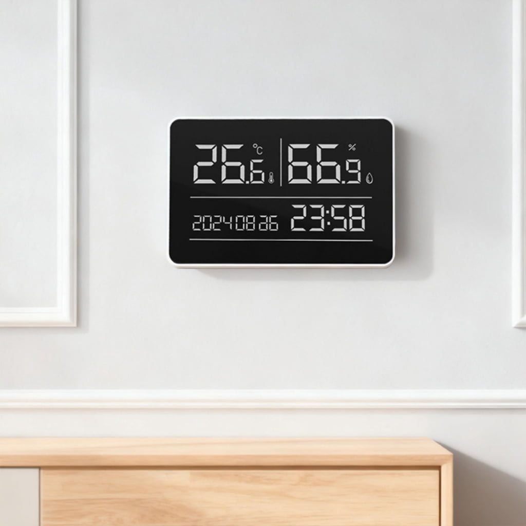 CEORPER Home Quiet Wall Mounted Electronic Clock Temperature Humidness Digital Calendar