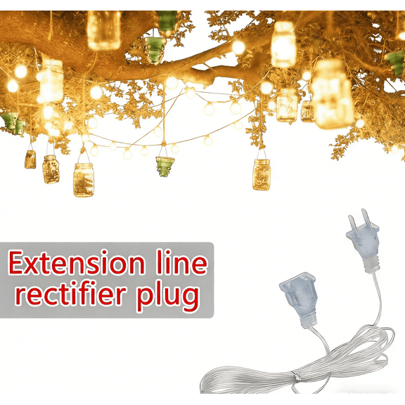 Clear Extension Cord - Thin Transparent Power Cable for Christmas Lights, Decorations & Garlands - Invisible 3M Lightweight Cord - Indoor/Outdoor Use