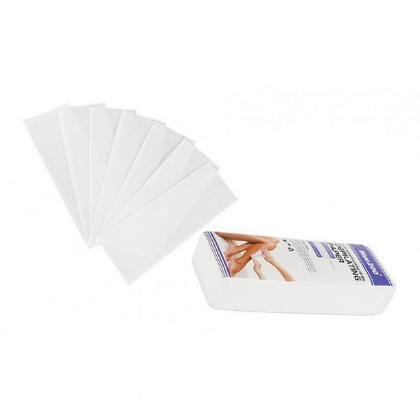 100 tiras de cera para depilación corporal y de piernas, papel no depilatorio de 7 x 4 cm Azul