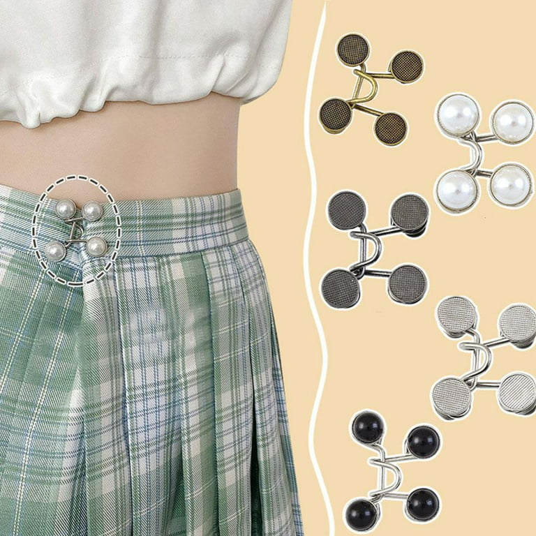 4 Sets Pant Waist Tightener Fashion Pants Clips Waist Tightener Sewing  Buttons Pins for Jeans Dress Too Big Loose Adjustable Button Pins Sewing  Button Waist Ti…