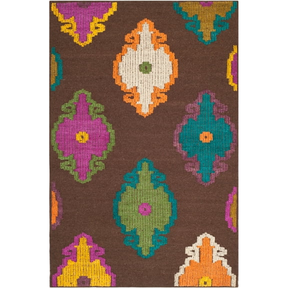 SAFAVIEH Suzani Tobin Colorful Geometric Wool Area Rug, Brown/Multi, 3' x 5'