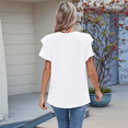 thumbnail image 4 of Blusas de Verano para Mujer, con Volantes, Corta, Cuello Redondo, Informales, Plisadas Al Frente, Básicas. L, 4 of 9