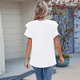 thumbnail image 4 of Blusas de Verano para Mujer, con Volantes, Corta, Cuello Redondo, Informales, Plisadas Al Frente, Básicas. XXL, 4 of 9