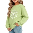 thumbnail image 2 of Green Girls Snowflake Graphic Sweatshirt 3-4 Years,Long Sleeve Crew Neck Pullover,Winter Holiday Party Casual Top for School Daily Wear Outfits, 2 of 6