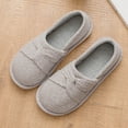 thumbnail image 2 of Women Autumn Winter Closed Toe Closed Back House Slippers Striped Soft Fabric Non Slip Flat Cushioned Indoor Footwear for Bedroom Housework Daily Homewear Gray 7-7.5(L), 2 of 6