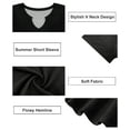 thumbnail image 4 of CASSIE LIZ Plus Size Tops 3X Summer Womens Shirts Black V Neck Fashion Short Sleeve Tee Loose Fit Tunics Spring Blouses Casual Pullover 3XL 22W 24W, 4 of 5