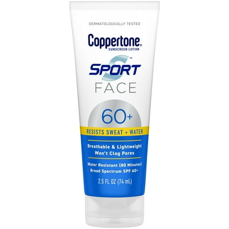 Coppertone Sport Face Sunscreen Lotion, SPF 60 , 2.5 fl oz Tube