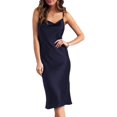 thumbnail image 3 of GHSDFBB Robe Satinée Sans Manches à Bretelles Spaghetti pour Femmes Cocktail Plage Soirée Col Bénitier à Pois Léopard Midi, 3 of 6