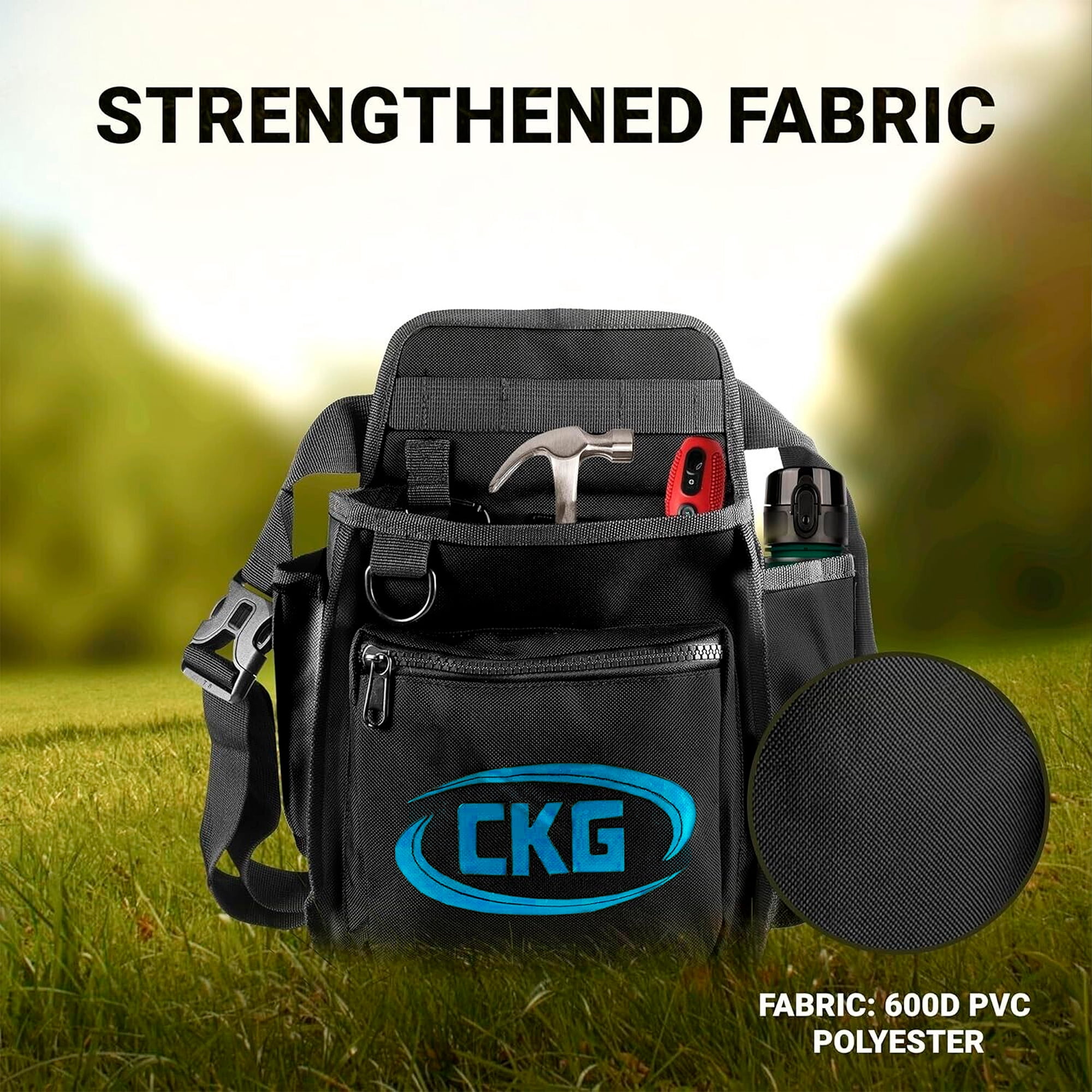 CKG Metal Detecting Finds Bag Waist Digger Pouch Tools Bag for Pinpointer, Black