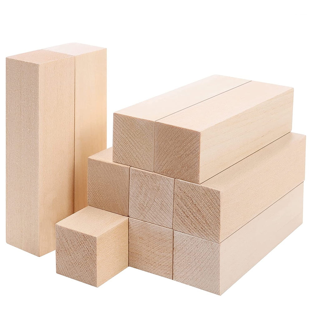 10 Pcs Basswood Carving Blocks Unfinished Wood Blocks DIY Carving Wood Wood Carving Hobby Kit for Carving Beginners and Professional Woodwork Materials one Size 