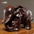 thumbnail image 1 of Ebony carved elephant figurine, solid wood carving, one pair, mahogany home, entryway, office decoration craft., 1 of 4