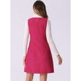 thumbnail image 3 of DARING DIVA Women's Tweed Square Neck A Line Pinafore Dresses XL Hot Pink, 3 of 6