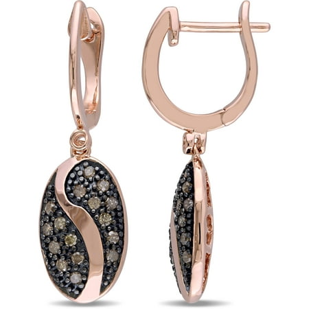 1/3 Carat T.W. Brown Diamond Pink Rhodium-Plated Sterling Silver Dangle Earrings
