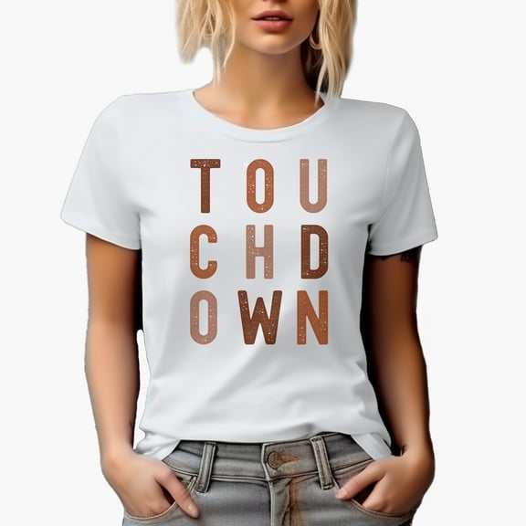 Touchdown, Football Season Merch Gift, White T-Shirt, Small