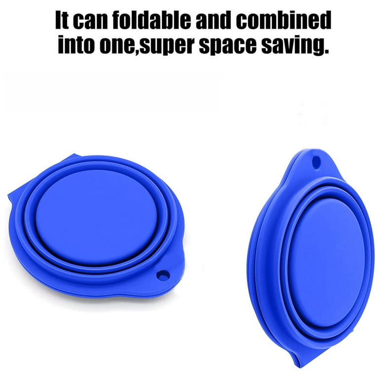 Collapsible Dog Bowls, Portable Travel Pet Feeder Bowl, 2 in 1 Expandable  Silicone Pet Food & Water Double Bowl, Cat Feeder Dish with Carabiner for