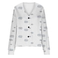 thumbnail image 4 of WRKEKC Botanical Print French Wool Plush Jacket Button Front Fall Winter Soft Coat with Pockets for Coffee Run and Weekend Style White M, 4 of 4