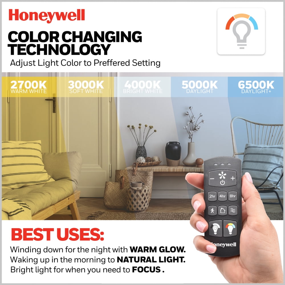 Honeywell Acklen Fandelier 21" Black Contemporary Indoor Ceiling Fan with Lights and Remote Control, Color Changing LED, Reversible Motor