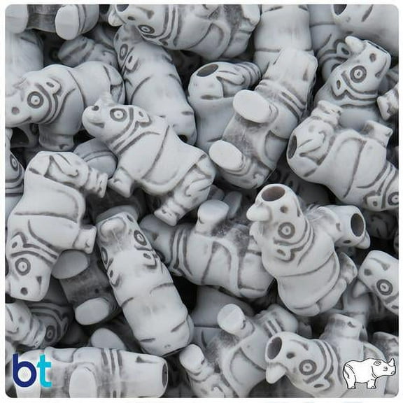 BeadTin Grey Antique 25mm Rhino Pony Beads (24pcs)