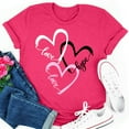 thumbnail image 2 of Women Valentine's Day Love Printed Solid Color Top Short Sleeve T-Shirt, 2 of 3
