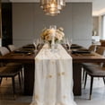 thumbnail image 4 of Pearl Table Runner, Tulle Beige Summer Cheesecloth 9FT Gauze Cheese Cloth Sheer Chiffon Dining Wedding Birthday Party Bridal Anniversary Holiday Centerpiece Table Decor, 4 of 6