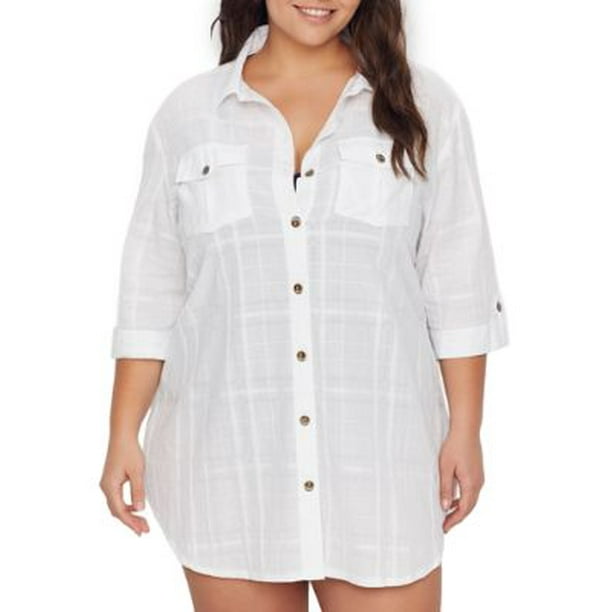 Dotti Dotti Womens Plus Size Travel Muse Gauze Shirt CoverUp StyleDTTMC1X0