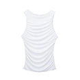 thumbnail image 5 of European and American Summer New Fashion Versatile Round Neck Sleeveless Slim Pleated Sleeveless Inner Vest Women-Yellow-S, 5 of 5