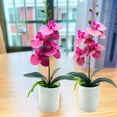 thumbnail image 4 of D-GROEE Fake Plants Artificial Potted Orchid Flowers for Home Office Bathroom Decor, PVC Orchids for Shelf Desk Decoration, 4 of 7
