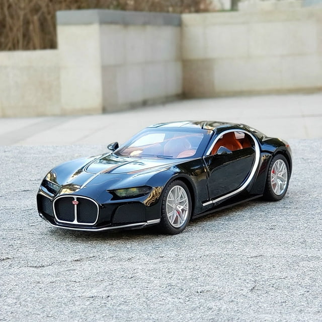 1:24 Atlantic Alloy Sports Car Model Diecasts Metal Toy Vehicles Car Model Simulation Sound Light Collection Kids Gifts black no box
