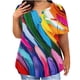 thumbnail image 1 of Plus Tamaño de las Mujeres Blusas, Cuello en V Casual Suelto Manga Corta Superior, Impresión Blusa Poliéster Spandex, 1 of 8