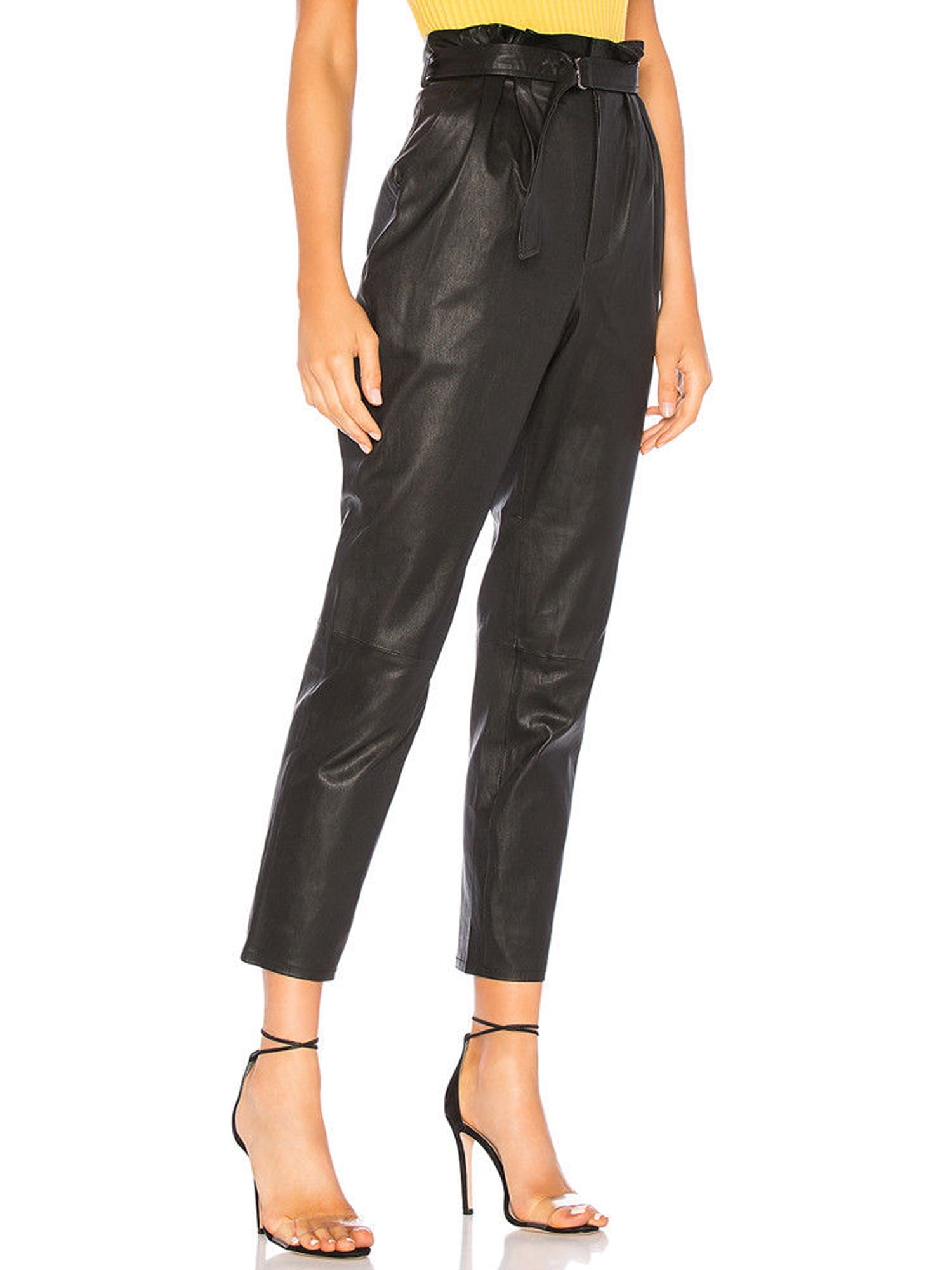 paperbag leather trousers