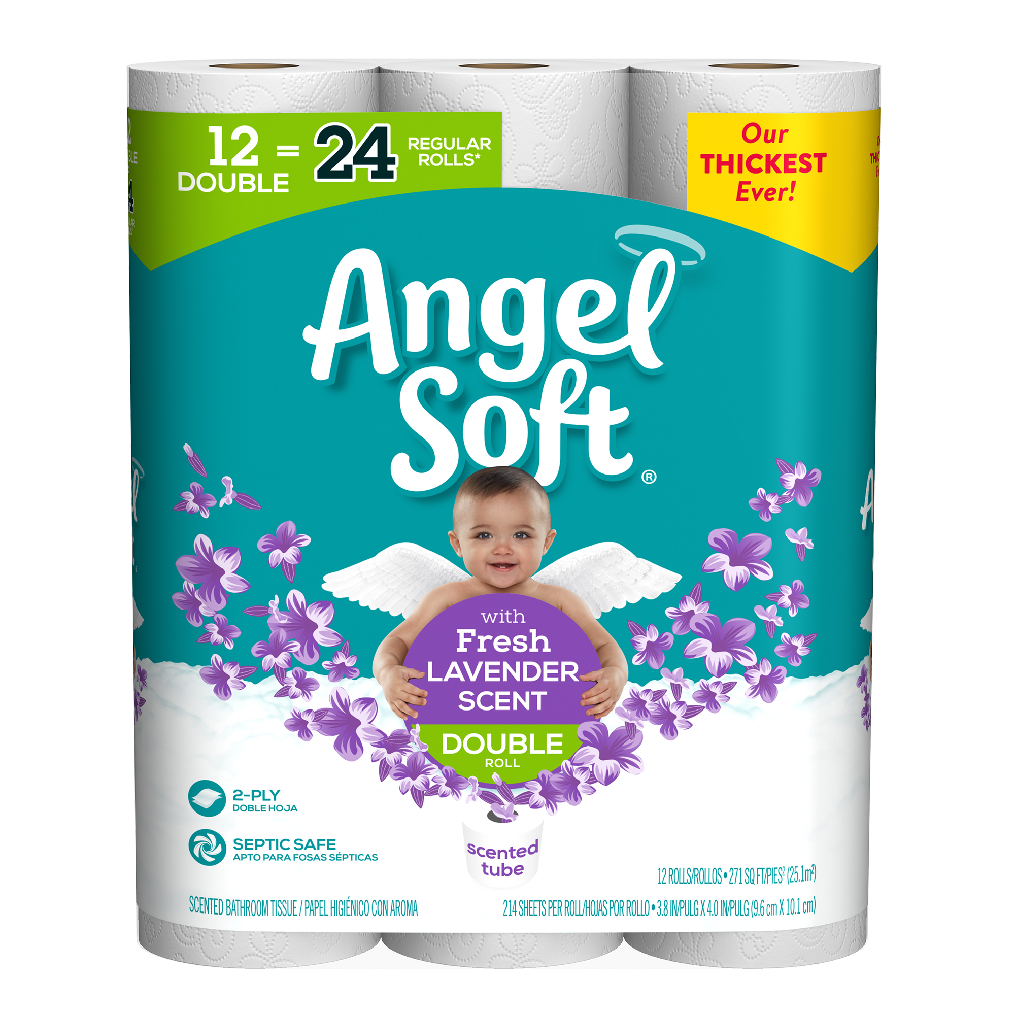 Angel Soft Toilet Paper with Fresh Lavender Scent, 12 Double Rolls - image 2 of 8