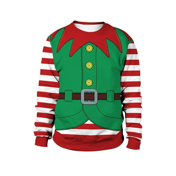 Christmas Sweatshirt Mens Xmas Couple Crewneck Sweatshirt Long Sleeve Classic Fit with Fun Pattern Print Winter Christmas Shirts for Men Green L