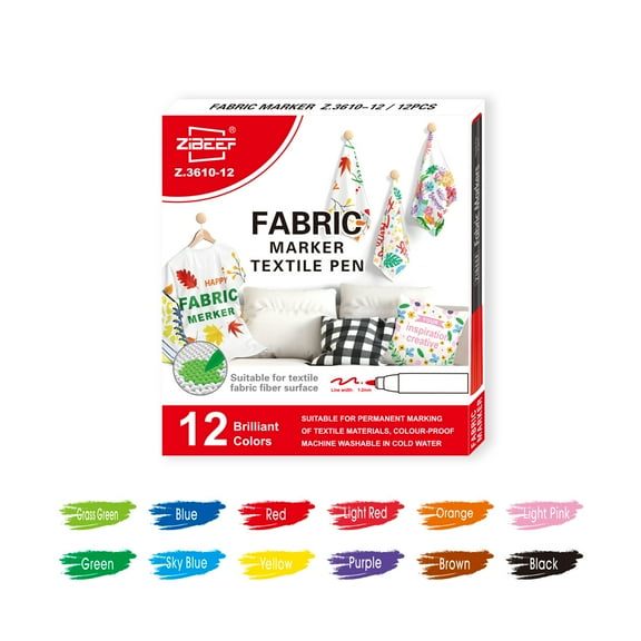 12/24 Colors/set Waterproof Colorfast Fabric Textile Marker Pen, Permanent Pen for DIY Clothes Art Graffiti Drawing Painting Pen