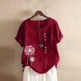 thumbnail image 2 of Plus Size Tops For Womens Casual Loose Button Linen Plus Size Daily Boho Tanic T-Shirt Blouse Tops, 2 of 6
