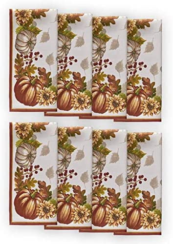 Newbridge Autumns Bounty Bordered Thanksgiving Fall Fabric Napkin Set ...