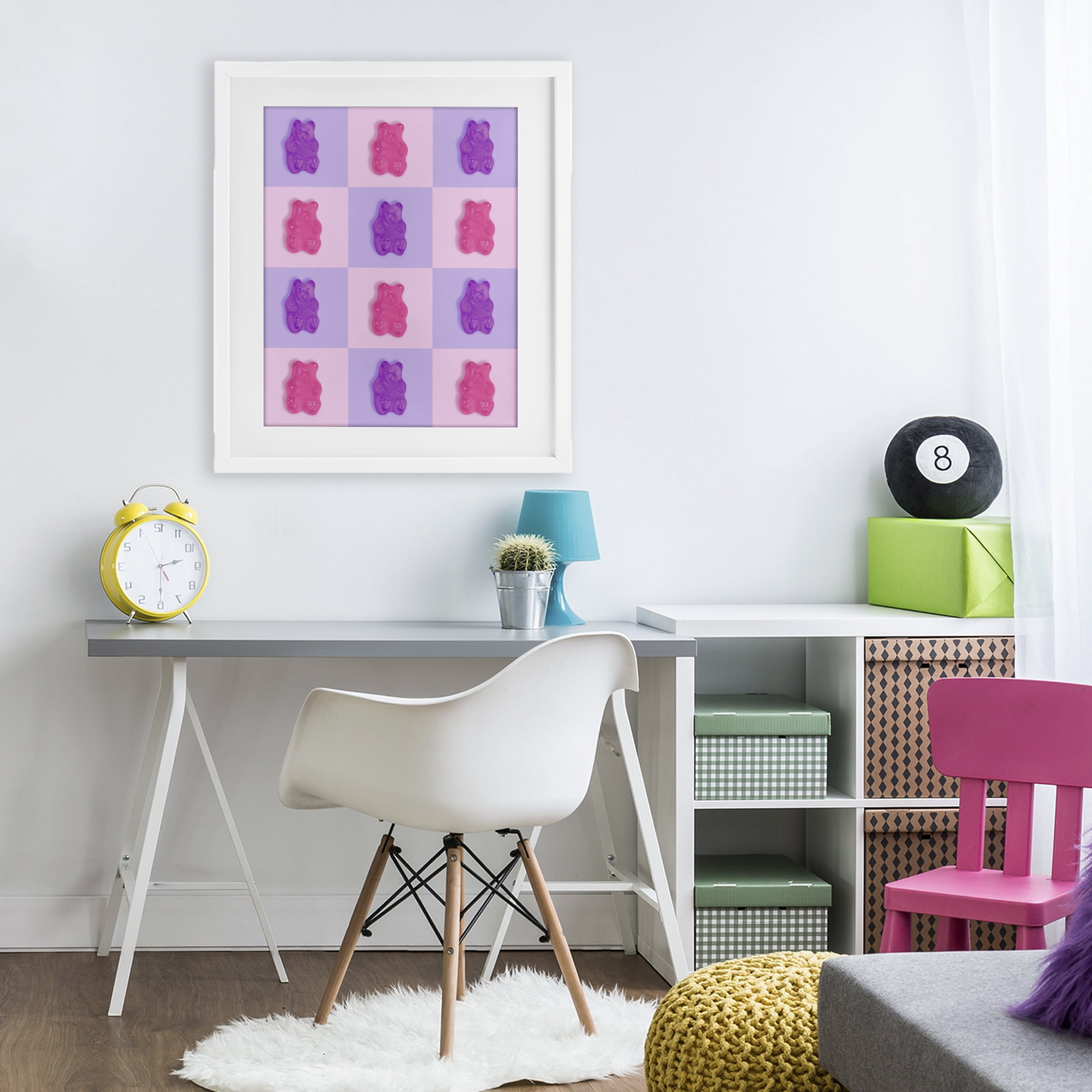 Stupell Industries Pink & Lilac Candy Bears White Framed Print Under Glass, design by LISH Creative