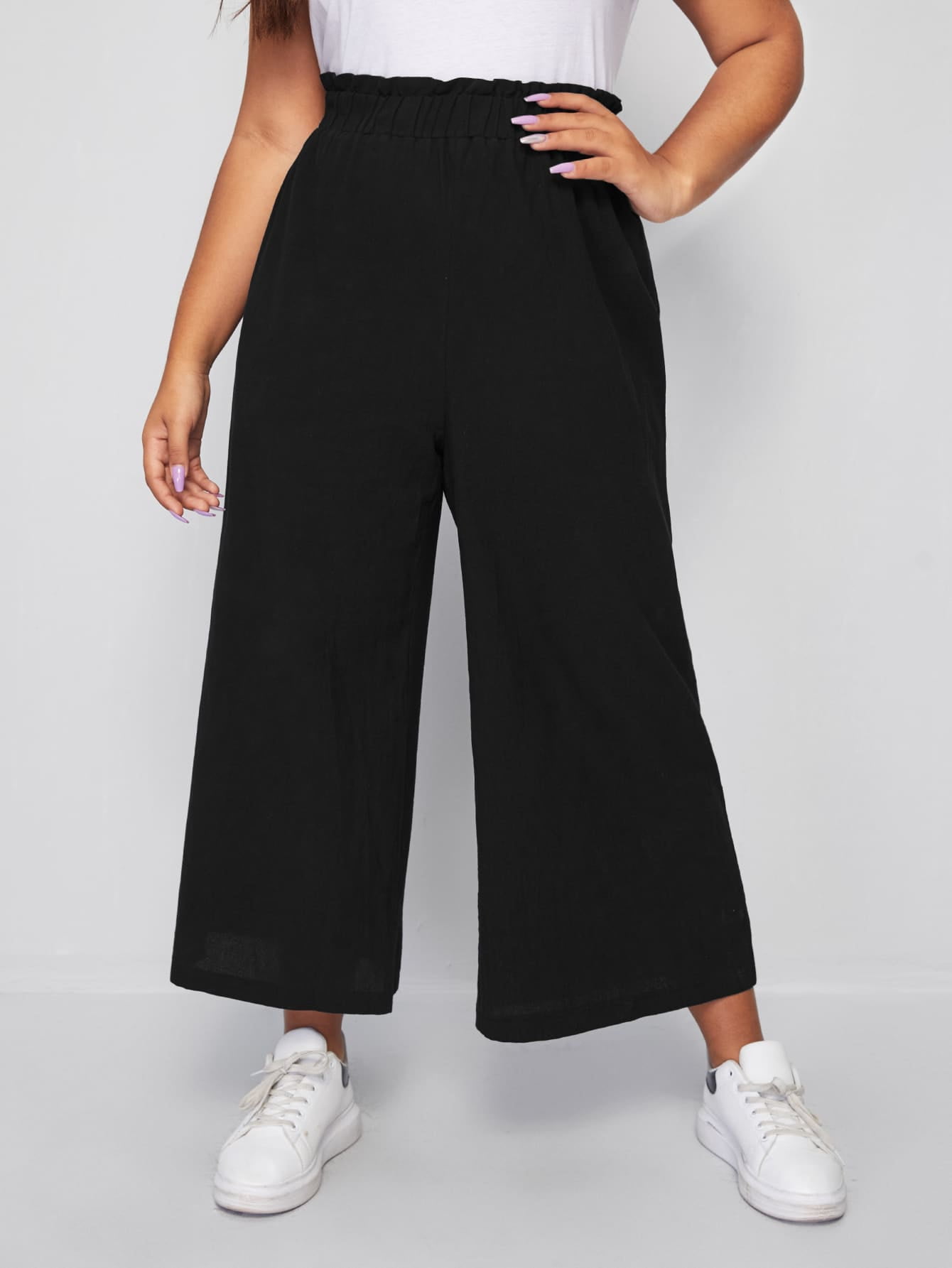 Paper Bag Waist Wide Leg Pants 0XL(12 