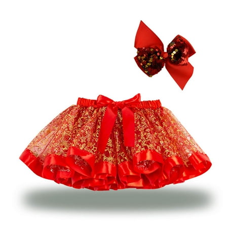 

Baby Deals!2-10 Years 2pc Christmas Tutu Skirt for Girls Baby Girls Color Block Layered Ballet Mesh Fluffy Skirt with Deer Headband Girls Christmas Party Tulle Multi-Color Skirt
