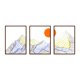 thumbnail image 3 of Arte de pared de metal Macarena 3 piezas montaña dibujo lineal minimalista Azul amarillo, 3 of 8